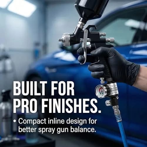 LE LEMATEC AI303-R1 Paint Sprayer Regulator with Gauge & Water Separator | Professional Air Control for Flawless Finishes thumbnail 3