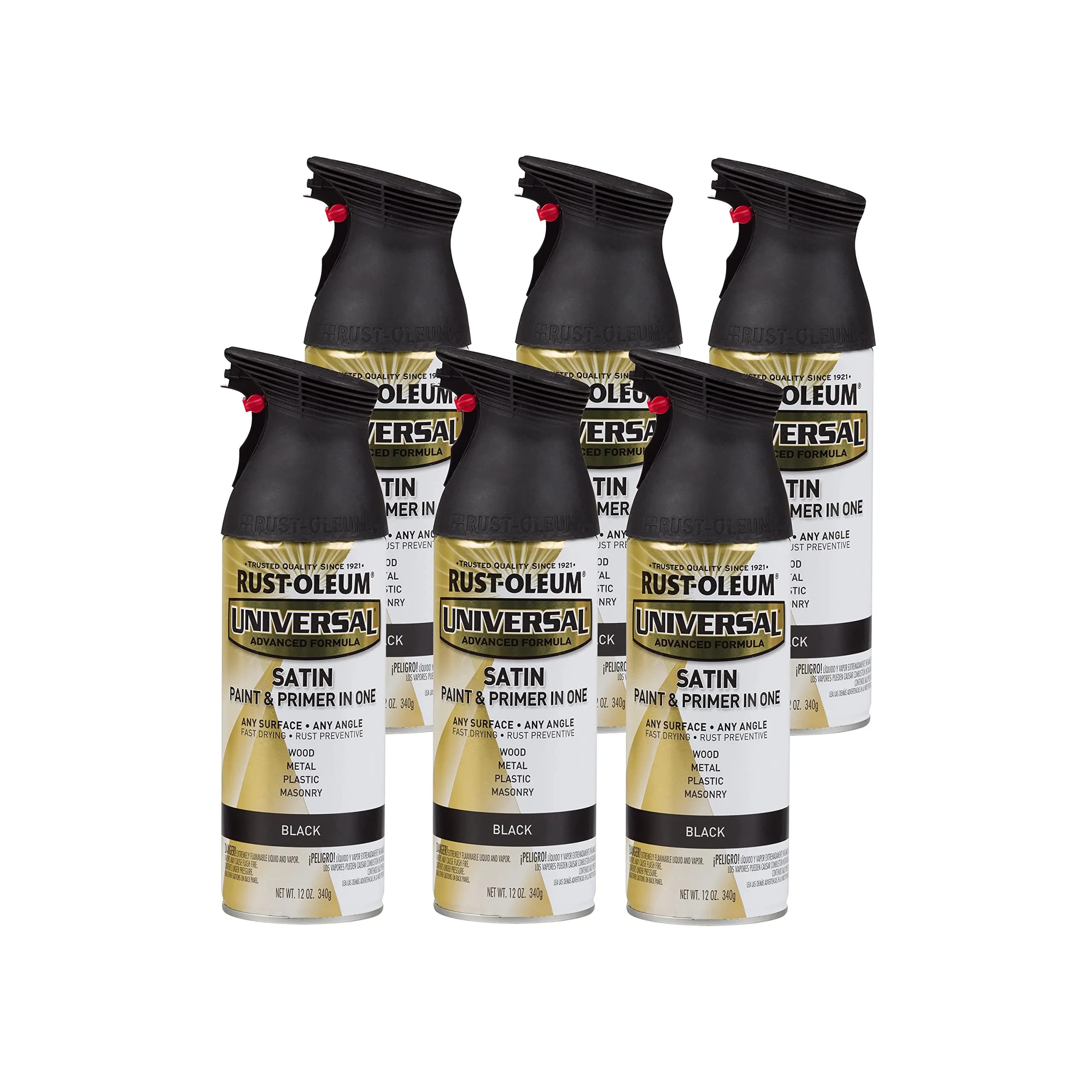 Rust-Oleum Universal All Surface Satin Black Spray Paint - 12 oz (Pack of 6) - main product image