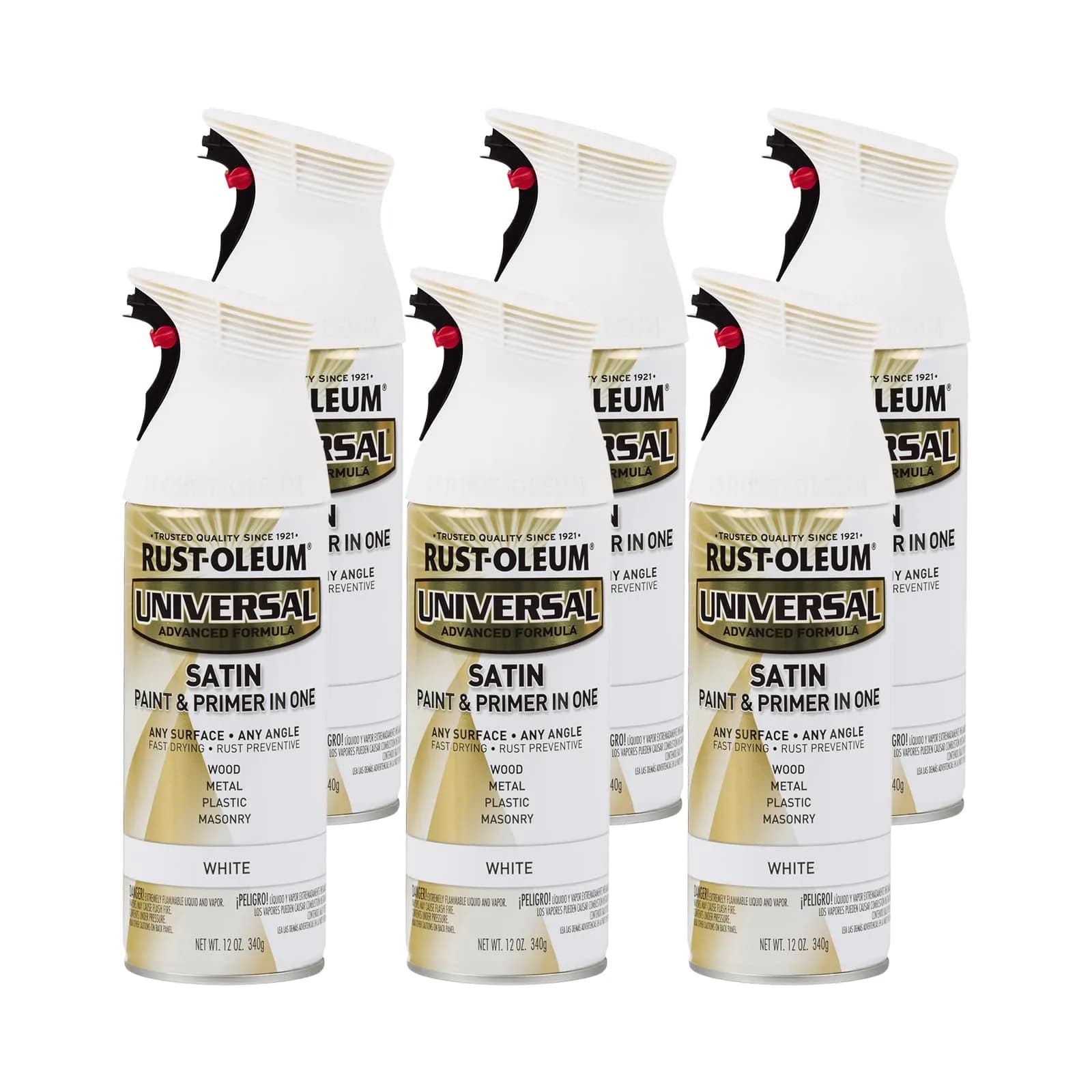 Rust-Oleum Universal All Surface Satin White Spray Paint - 12 oz (Pack of 6) - main product image