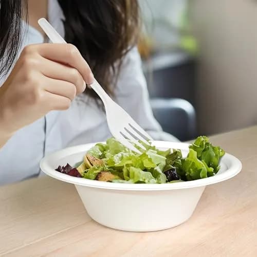 Perk Plastic Forks Mediumweight White 300-Count | Industrial Compostable Disposable Cutlery thumbnail 6