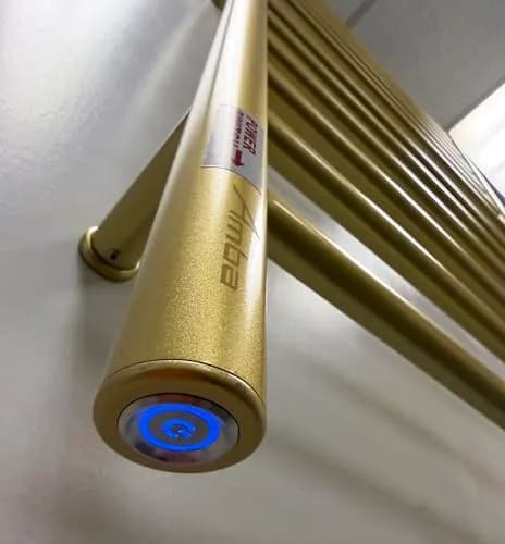Amba Radiant Straight Hardwired Towel Warmer Satin Brass | 10 Horizontal Bars, 150W thumbnail 3
