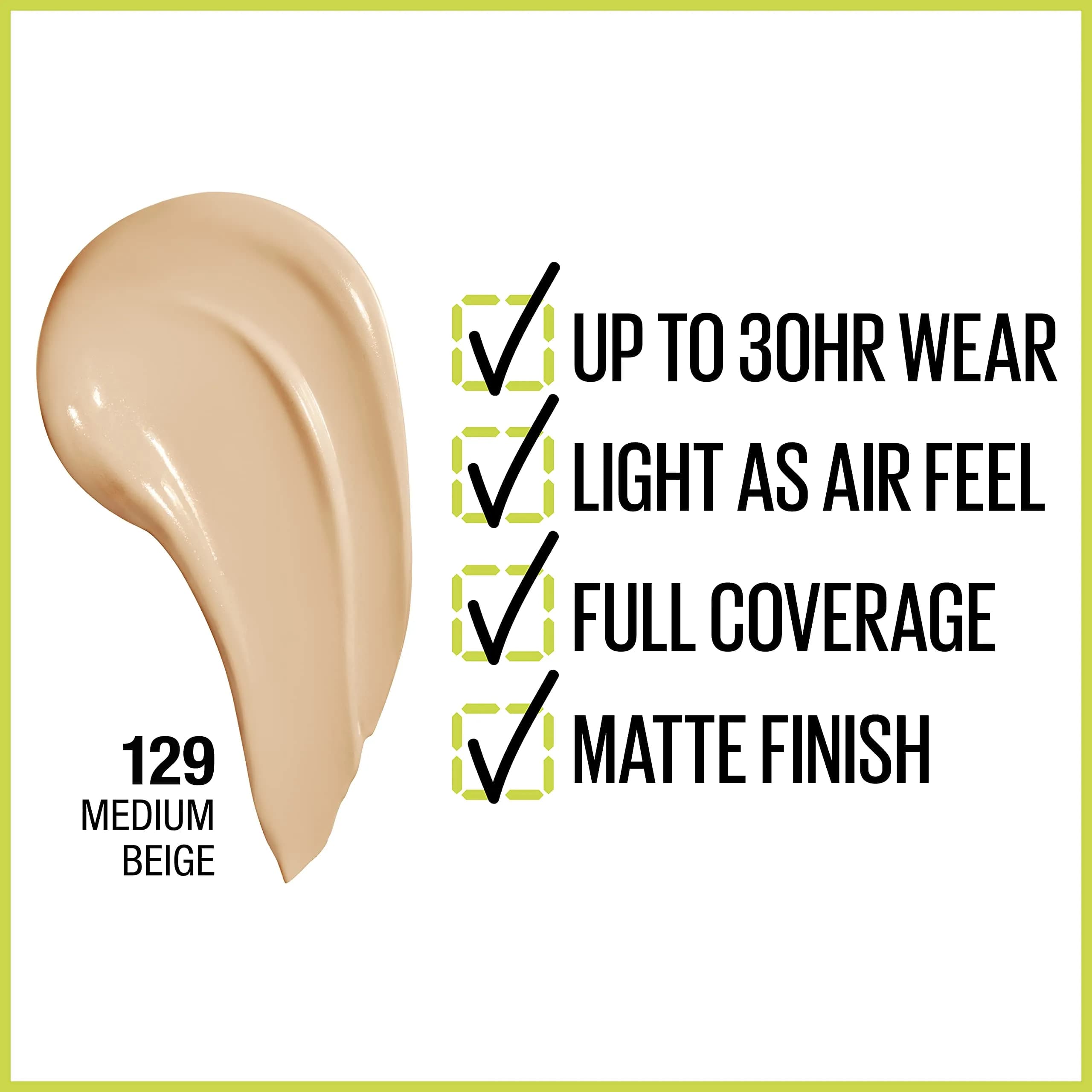 Maybelline Super Stay Full Coverage Liquid Foundation - Medium Beige, Active Wear Matte Finish, 30ml thumbnail 2