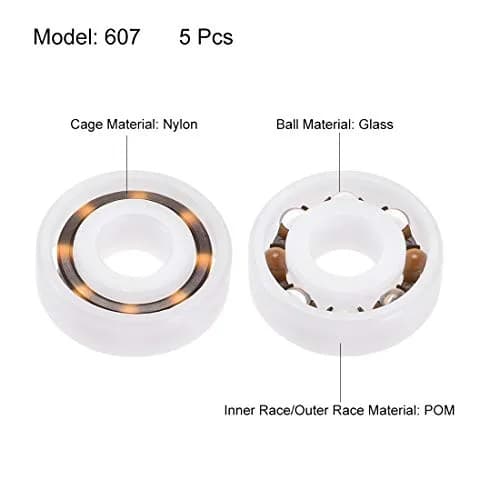 uxcell 607 Plastic Bearings 7mmx19mmx6mm | Glass Ball Nylon Cage for High-Speed Industrial Use thumbnail 2