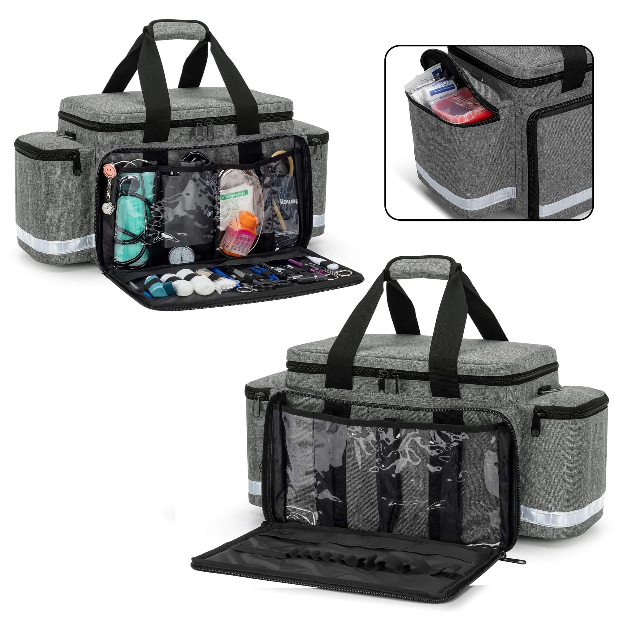 Trunab Trauma Bag with Dividers, EMT First Aid Pouch Medical Bag Empty, Grey 62.2cm x 29.7cm x 29.7cm - view 3