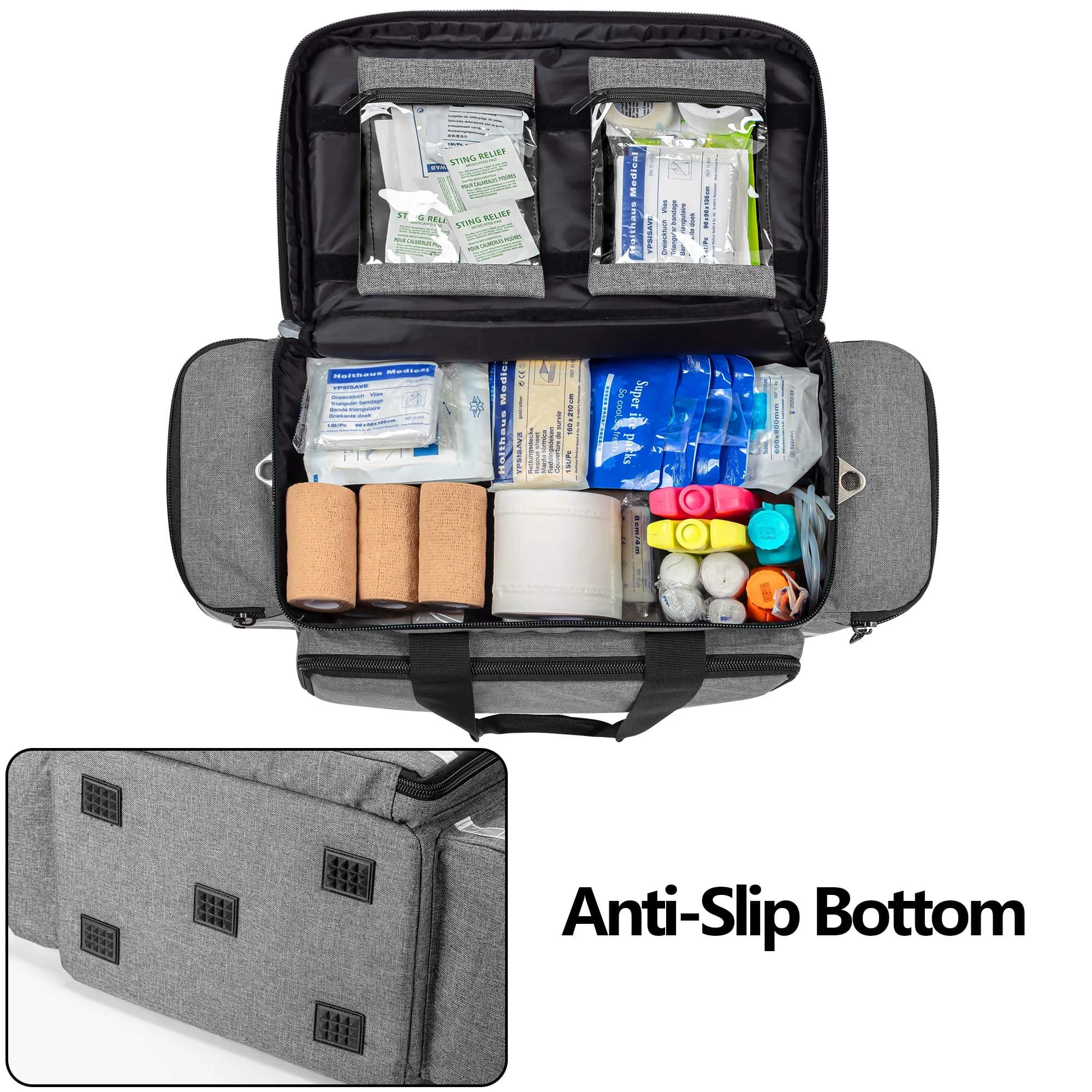 Trunab Trauma Bag with Dividers, EMT First Aid Pouch Medical Bag Empty, Grey 62.2cm x 29.7cm x 29.7cm - view 4