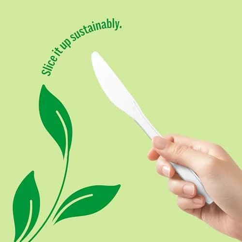 Perk Eco Compostable Knives 300 Count White | Industrial-Grade, Mediumweight, Eco-Friendly thumbnail 5