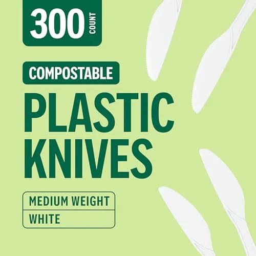 Perk Eco Compostable Knives 300 Count White | Industrial-Grade, Mediumweight, Eco-Friendly thumbnail 3