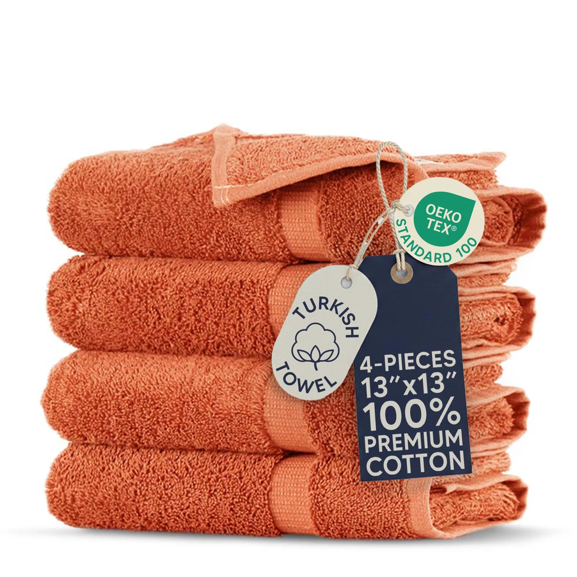 Towel Bazaar Washcloths 13x13 cm (5x5 in) 4-Pack | 100% Turkish Cotton, Natural Dyes - main product image