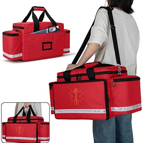 Trunab Red EMT Trauma Bag with Dividers, Medical First Aid Pouch 62cm (24.5") | Reinforced Nylon, Quick Grab & Go thumbnail 5