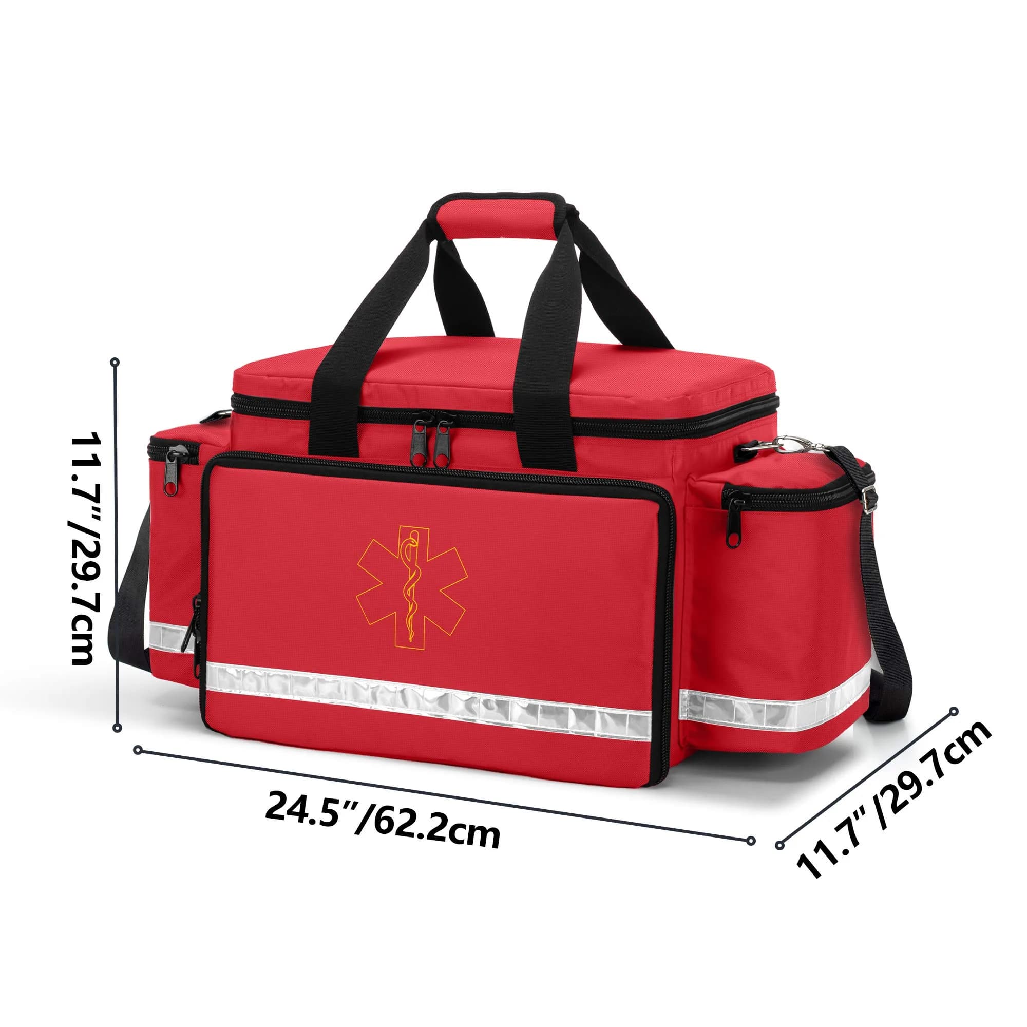 Trunab Red EMT Trauma Bag with Dividers, Medical First Aid Pouch 62cm (24.5") | Reinforced Nylon, Quick Grab & Go - view 6