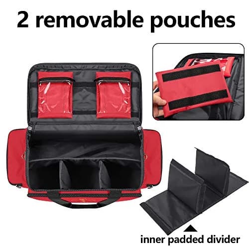 Trunab Red EMT Trauma Bag with Dividers, Medical First Aid Pouch 62cm (24.5") | Reinforced Nylon, Quick Grab & Go thumbnail 2