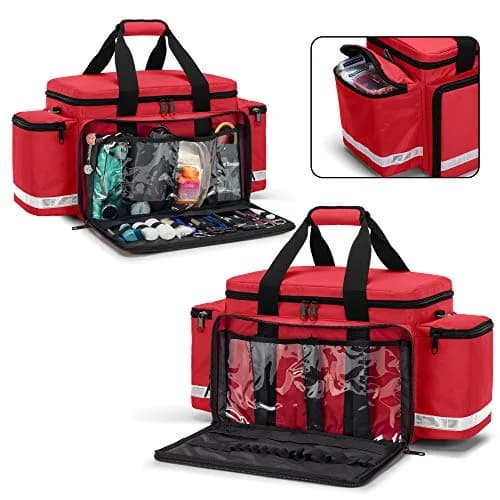 Trunab Red EMT Trauma Bag with Dividers, Medical First Aid Pouch 62cm (24.5") | Reinforced Nylon, Quick Grab & Go thumbnail 3