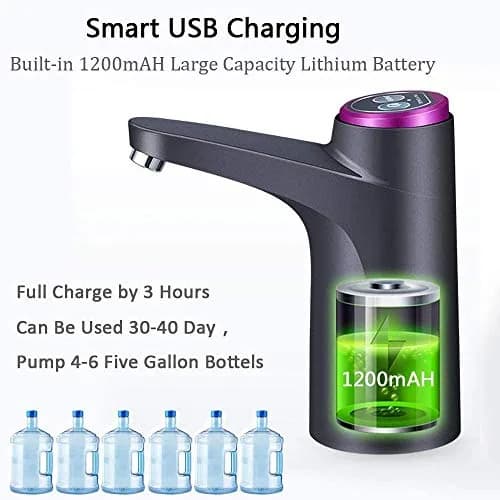 Cozy Blue Electric Water Bottle Pump for 3-5 Gallon Bottles | USB Rechargeable, 19L Capacity, Black thumbnail 2