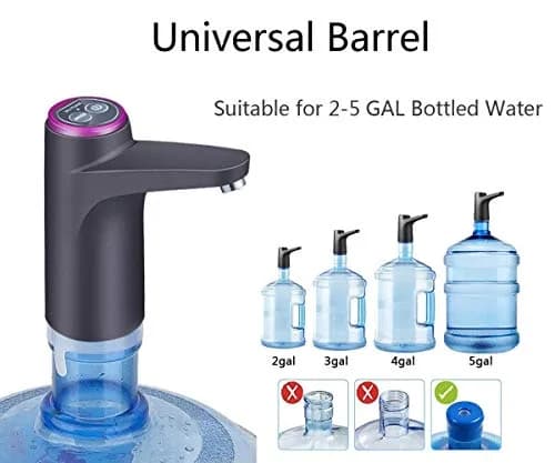 Cozy Blue Electric Water Bottle Pump for 3-5 Gallon Bottles | USB Rechargeable, 19L Capacity, Black thumbnail 3