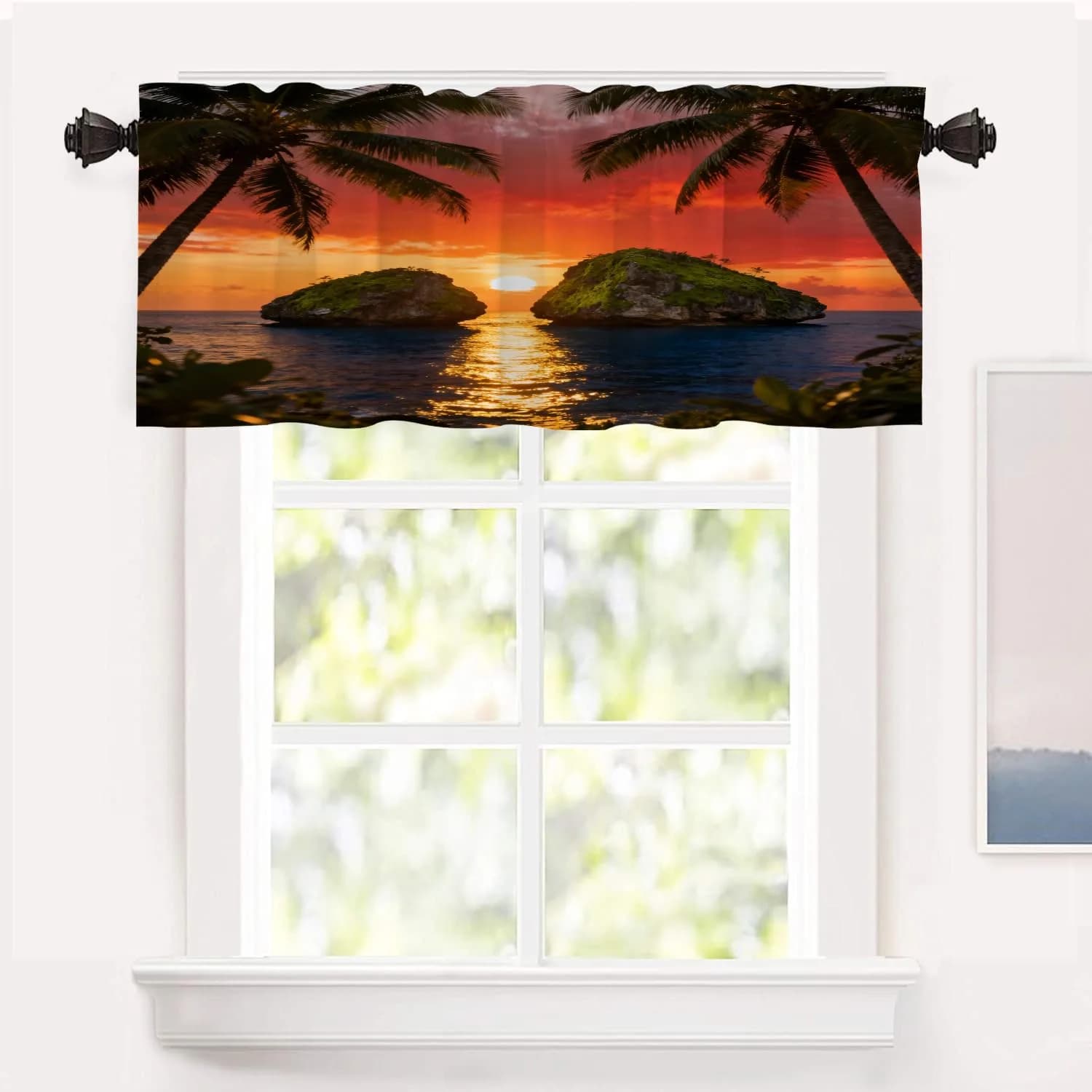 Shrahala Black 2 Pack Curtain | Blackout Thermal Insulated Rod Pocket Window Treatment — Ocean Seaview 1 Blueb
