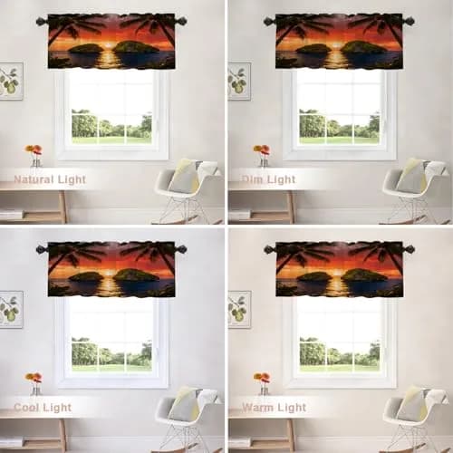 Shrahala Beautiful Sunrise Hawaii Kitchen Valances 52x18 inch | Beach Palms Sunset Window Decor thumbnail 9