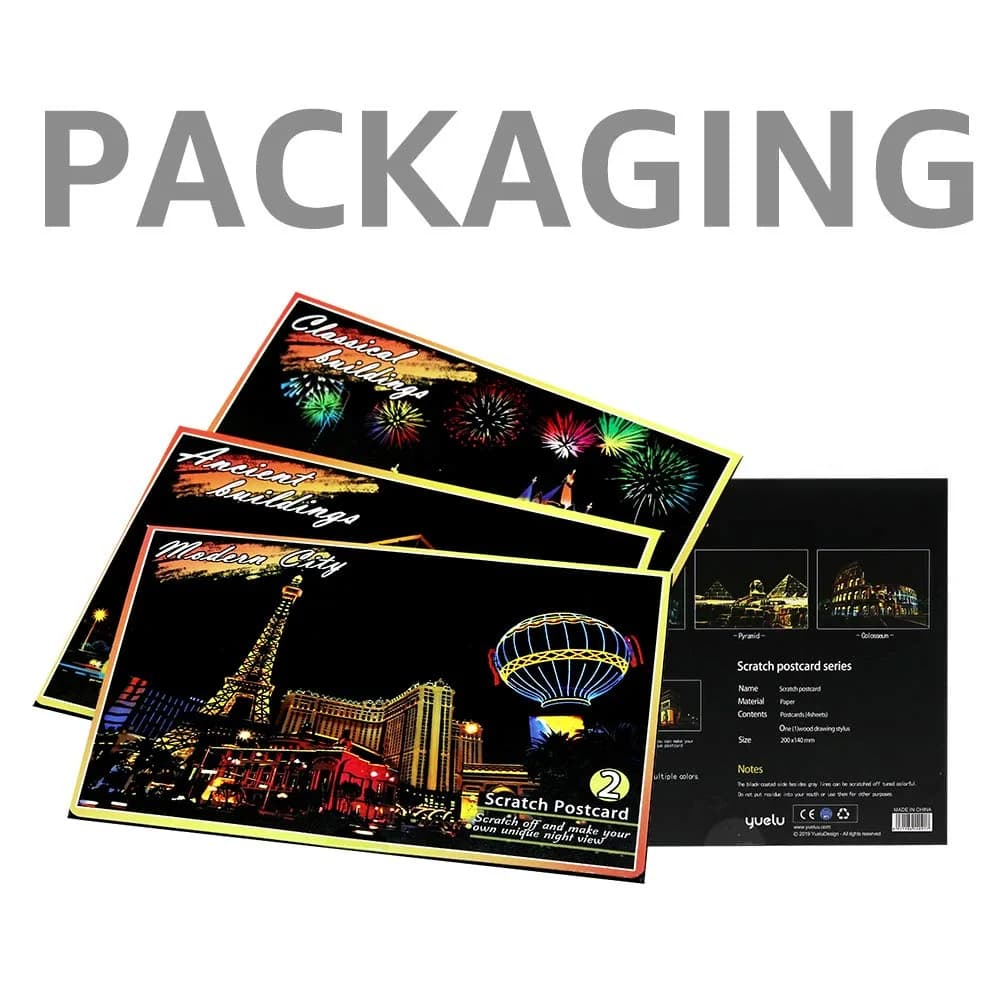 AP ARTSPER Rainbow Landscape Scratch Art Paper Set 7.9x5.5 Inch | 12 Sheets Postcard Cards & Drawing Pens - view 7