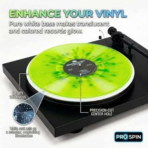 PRO SPIN White Acrylic Turntable Mat | 12" Vinyl Slipmat with Antistatic Cover, Tighter Bass, Dust & Static Noise Reduction thumbnail 4
