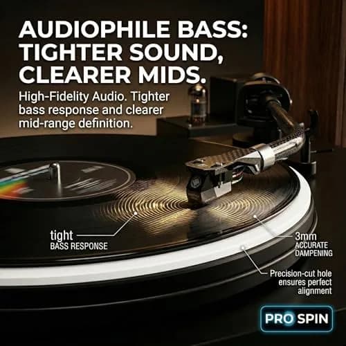 PRO SPIN White Acrylic Turntable Mat | 12" Vinyl Slipmat with Antistatic Cover, Tighter Bass, Dust & Static Noise Reduction thumbnail 5