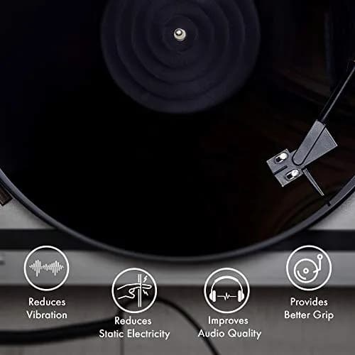 PRO SPIN Black Acrylic Turntable Mat - Platter Slipmat for 12" Vinyl Record Player, Antistatic, Tighter Bass, Noise Reduction thumbnail 3