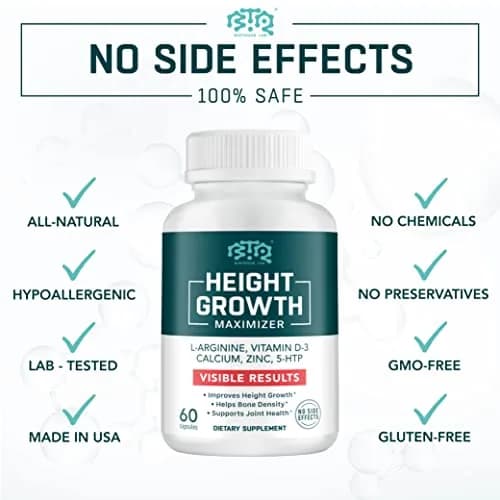 BTQ BIOTEQUE LAB Height Growth Maximizer, Calcium, Vitamin D3 & Zinc, 60 Caps | Bone & Height Support for Kids & Teens thumbnail 5