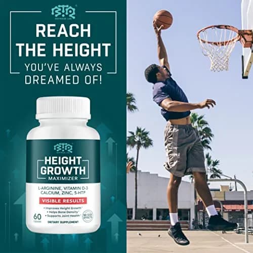 BTQ BIOTEQUE LAB Height Growth Maximizer, Calcium, Vitamin D3 & Zinc, 60 Caps | Bone & Height Support for Kids & Teens thumbnail 6