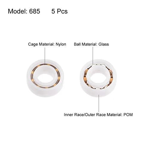 uxcell Plastic Bearings 5x11x3mm Glass Ball Nylon Cage | Lightweight, High-Speed Micro Motor Support thumbnail 2