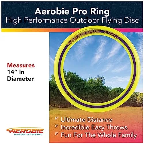 Aerobie Pro Ring Flying Disc 14 inch Yellow | World Record Distance Outdoor Toy thumbnail 2