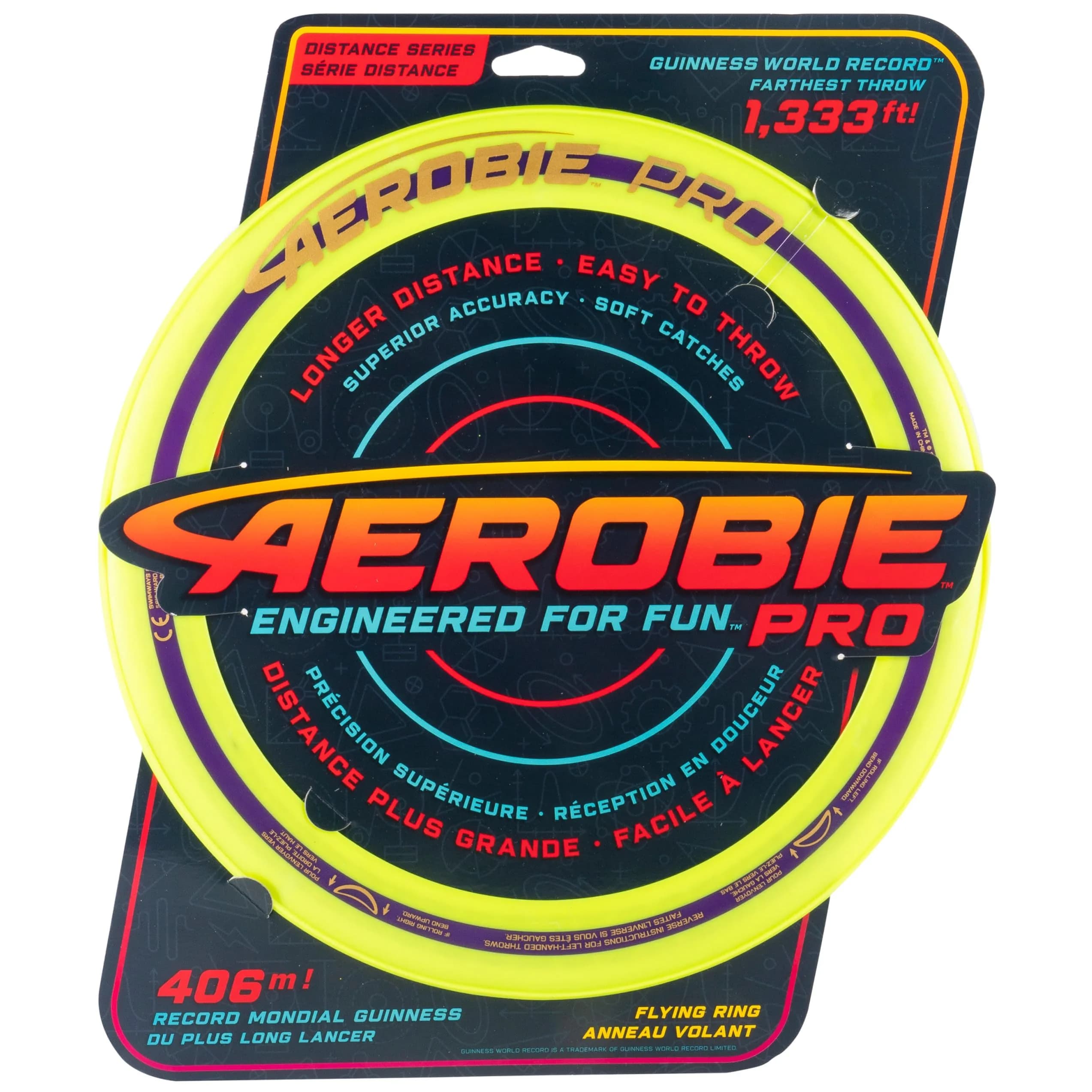 Aerobie Sprint Ring Flying Disc 10 Inches (25.4 cm) Orange | Long Distance Outdoor Toy — Pro Ring Yellow / 1