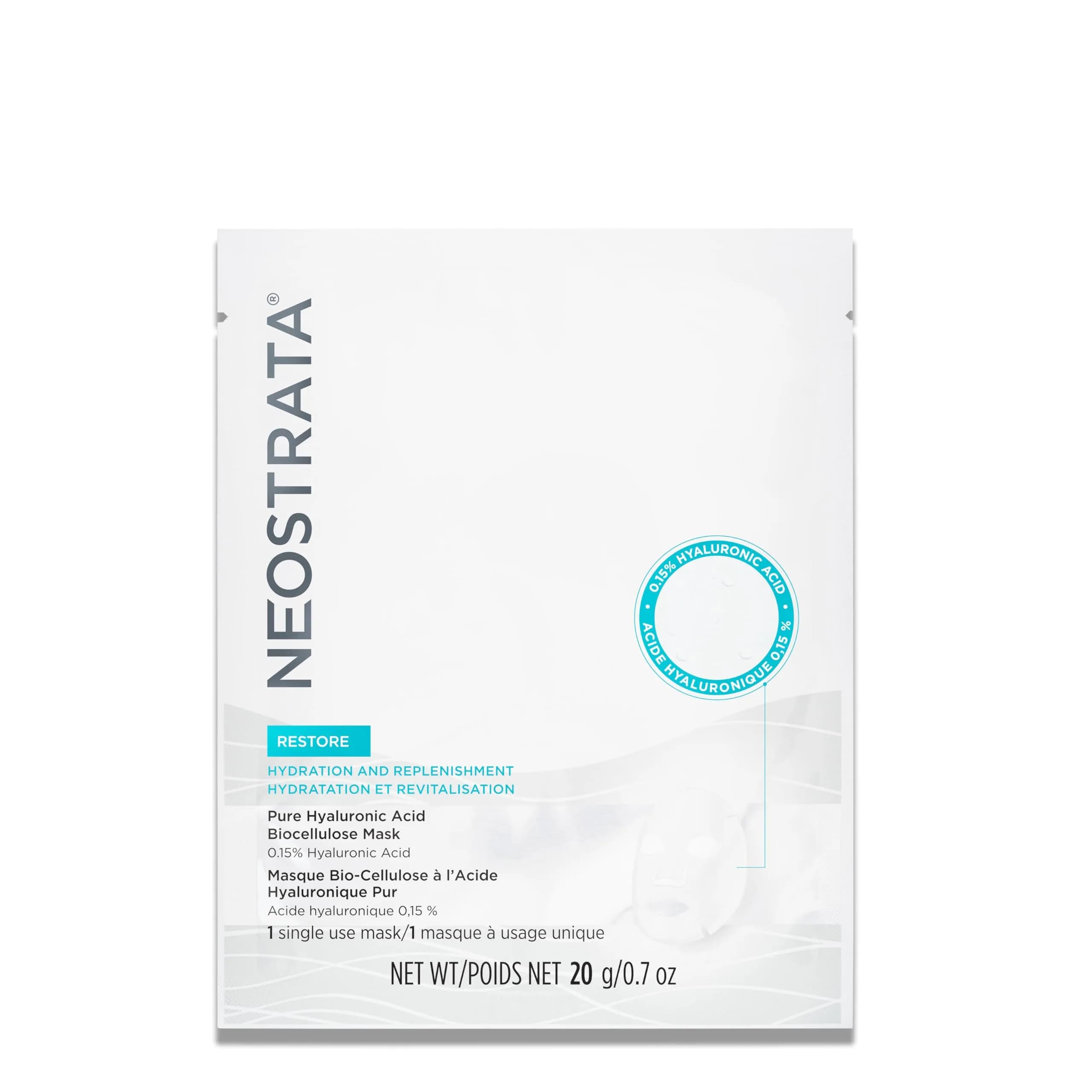 NEOSTRATA Restore Hyaluronic Acid Biocellulose Face Mask | Hydrating & Plumping for Dry, Sensitive Skin — Sheet