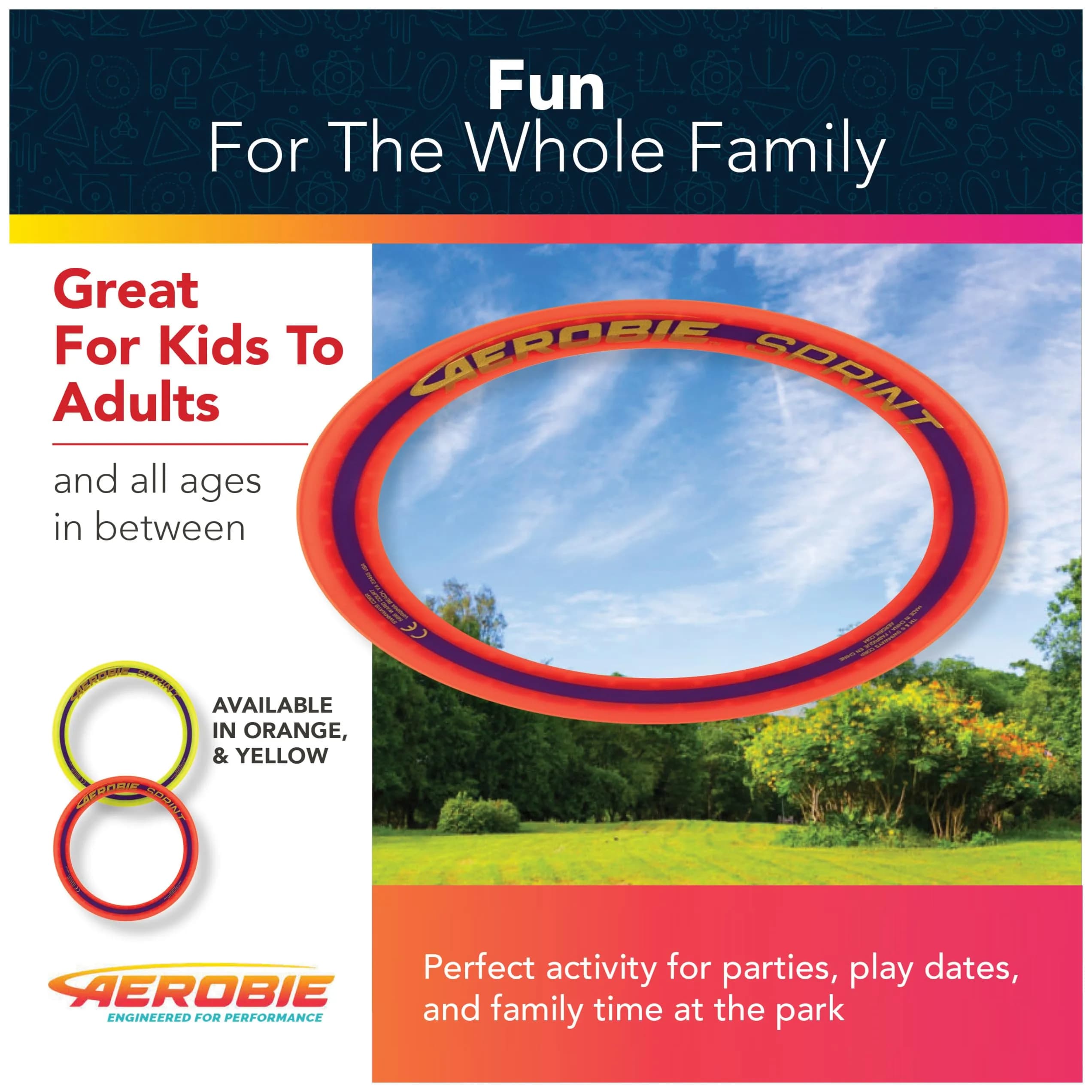 Aerobie Sprint Ring Flying Disc 10 Inches (25.4 cm) Orange | Long Distance Outdoor Toy - view 5