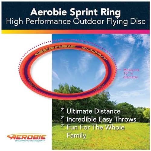 Aerobie Sprint Ring Flying Disc 10 Inches (25.4 cm) Orange | Long Distance Outdoor Toy thumbnail 2