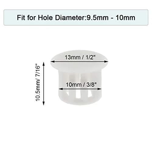 suiwotin 60PCS 10mm (3/8") White Hole Plugs Plastic | Durable Furniture & Hardware Cover thumbnail 2