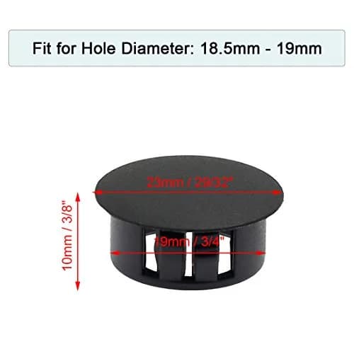 suiwotin 60PCS 19mm (3/4") Black Hole Plugs Plastic | Waterproof, Shock Absorption, Durable thumbnail 2