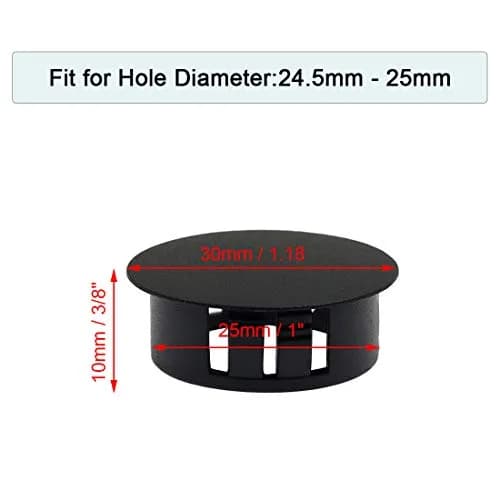 suiwotin Black Hole Plugs Plastic 25mm | Waterproof Dustproof Seal for Furniture & Equipment thumbnail 2