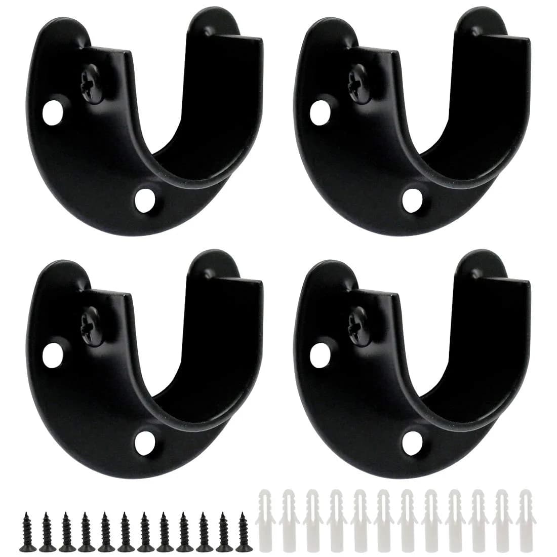 suiwotin Closet Rod Bracket 1 Inch Diameter Black | Heavy Duty Stainless Steel