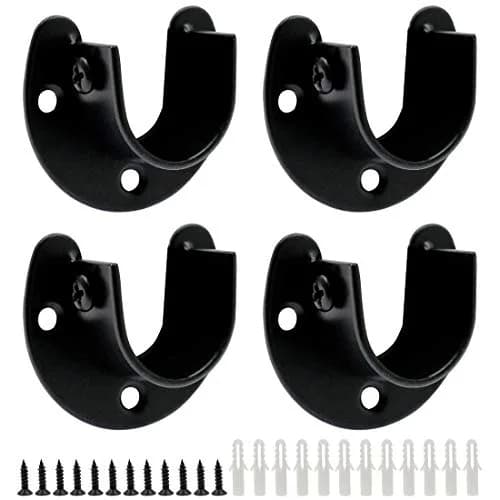 suiwotin Closet Rod Bracket 1 Inch Diameter Black | Heavy Duty Stainless Steel thumbnail 1
