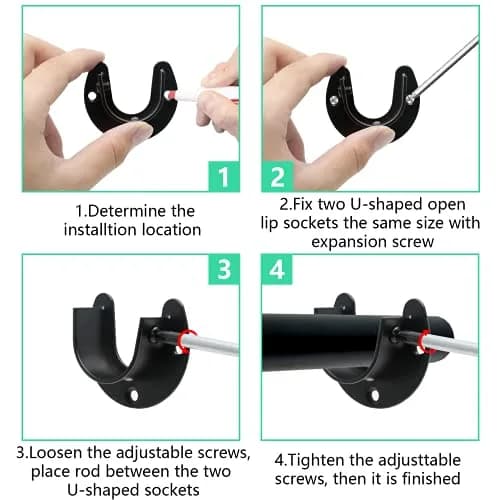 suiwotin Closet Rod Bracket 1 Inch Diameter Black | Heavy Duty Stainless Steel thumbnail 6