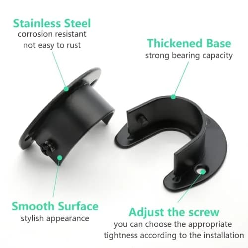 suiwotin Closet Rod Bracket 1 Inch Diameter Black | Heavy Duty Stainless Steel thumbnail 3