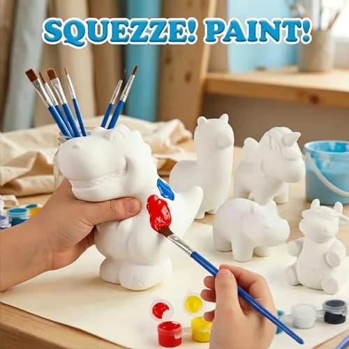 LovesTown Squeeze Painting Kit, 6 PCS DIY Animal Squishies Paint for Kids & Stress Relief thumbnail 3