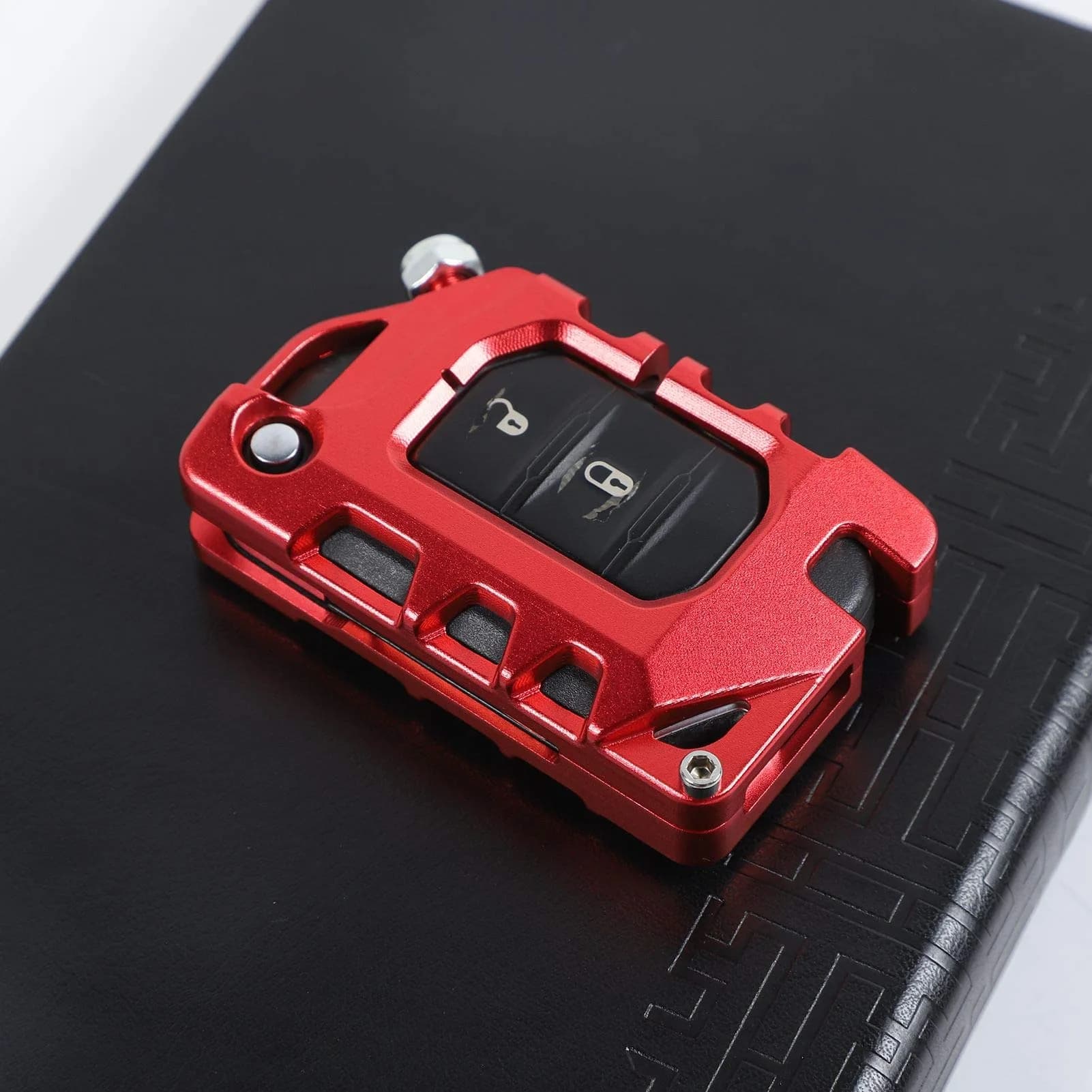 RT-TCZ Red Aluminum Alloy Key Fob Case Cover for Jeep Wrangler JL JLU Gladiator 2018-2023 | Heavy Duty Protection - view 6