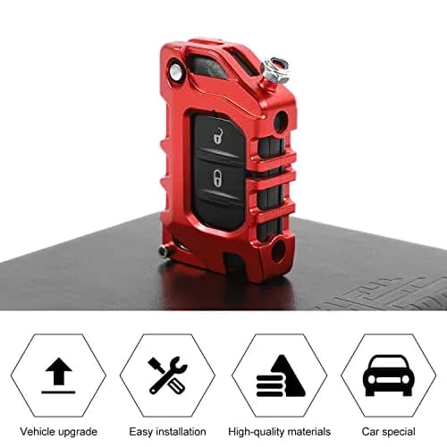 RT-TCZ Red Aluminum Alloy Key Fob Case Cover for Jeep Wrangler JL JLU Gladiator 2018-2023 | Heavy Duty Protection thumbnail 3