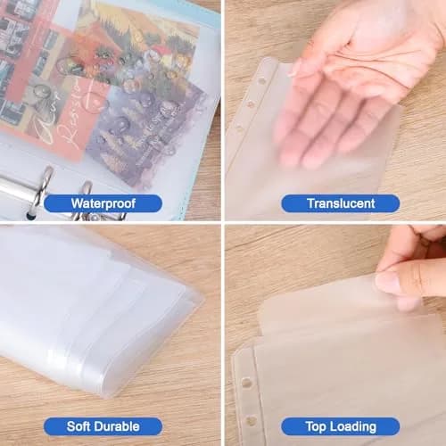 Antner A6 Binder Pockets 6-Hole No Zipper | Moisture Proof PVC Document Folders (17.7 x 10.5 cm) thumbnail 5