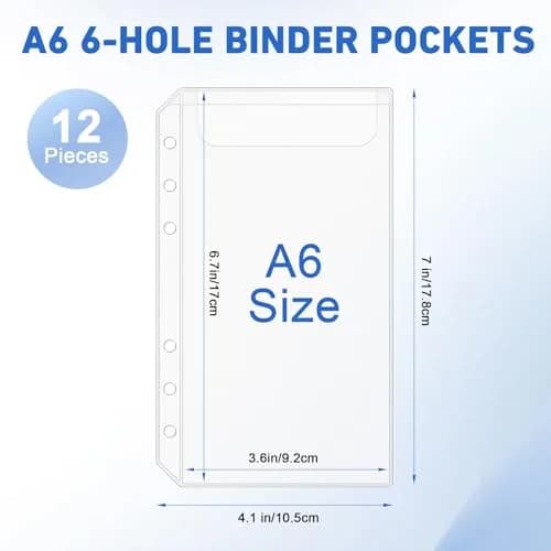 Antner A6 Binder Pockets 6-Hole No Zipper | Moisture Proof PVC Document Folders (17.7 x 10.5 cm) thumbnail 2