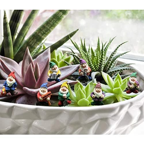 HONEYSHOW Fairy Garden Accessories Mini Gnome Resin Figurines Set 7Pcs | Hand-Painted Waterproof Decor for Pots & Terrariums thumbnail 4