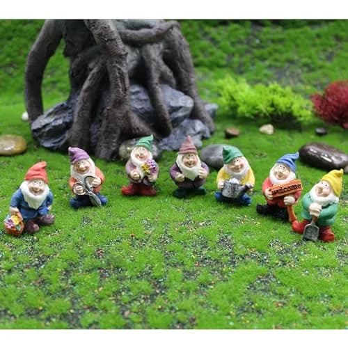 HONEYSHOW Fairy Garden Accessories Mini Gnome Resin Figurines Set 7Pcs | Hand-Painted Waterproof Decor for Pots & Terrariums thumbnail 1