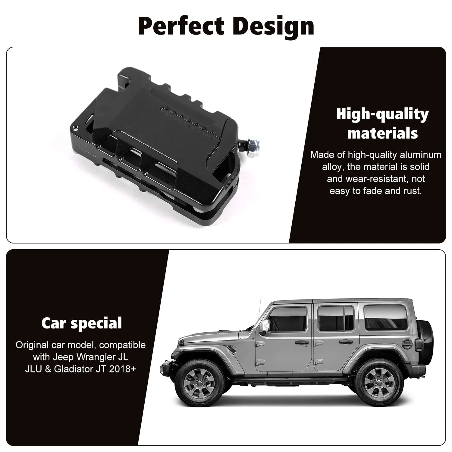 RT-TCZ Black Aluminum Alloy Key Fob Case Cover for Jeep Wrangler JL JLU Gladiator | Heavy Duty Protection - view 5