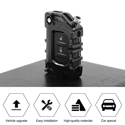 RT-TCZ Black Aluminum Alloy Key Fob Case Cover for Jeep Wrangler JL JLU Gladiator | Heavy Duty Protection thumbnail 2