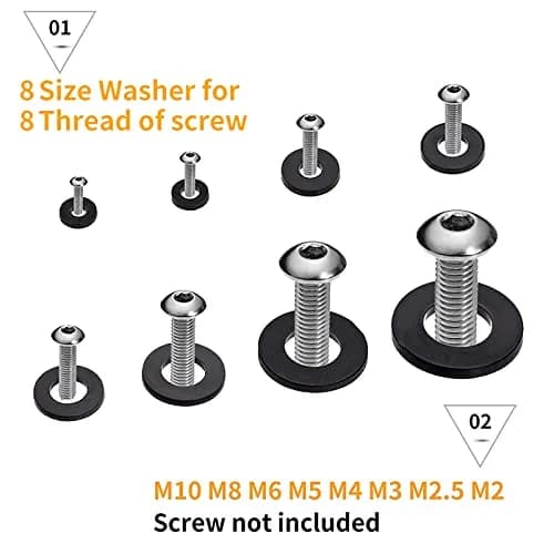 URLWALL Black 500Pcs Nylon Flat Washer Assortment Set M2-M10 | Metric Sealing Spacer Gasket Ring Kit thumbnail 4