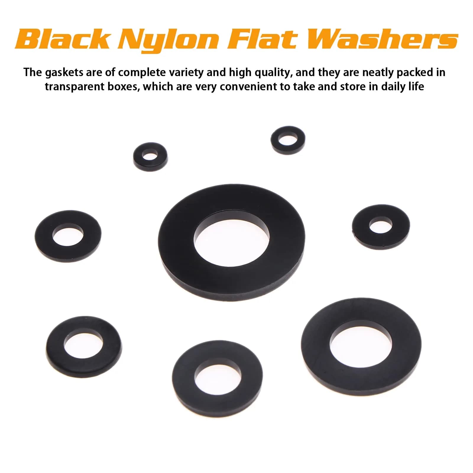 URLWALL Black 500Pcs Nylon Flat Washer Assortment Set M2-M10 | Metric Sealing Spacer Gasket Ring Kit - view 6